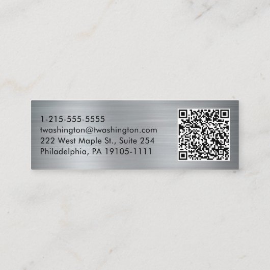 Professionele QR-code Stijlvol script Silver Mini Visitekaartje (Achterkant)