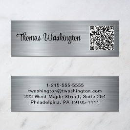 Professionele QR-code Stijlvol script Silver Mini Visitekaartje