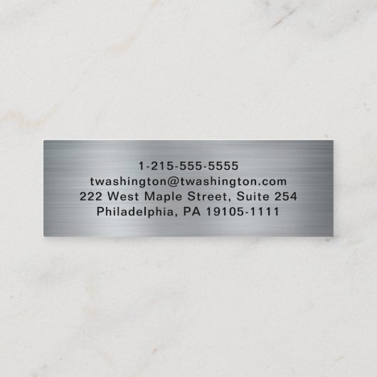 Professionele QR-code Stijlvol script Silver Mini Visitekaartje (Achterkant)
