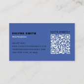 Professionele QR Code Uniek Pruisisch blauw Script Visitekaartje (Achterkant)