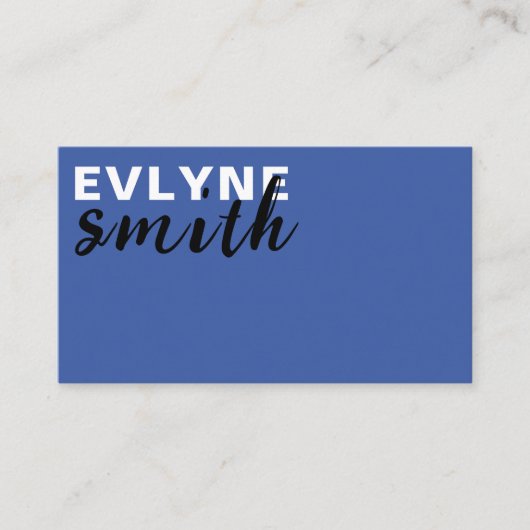 Professionele QR Code Uniek Pruisisch blauw Script Visitekaartje (Voorkant)