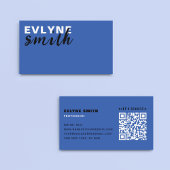 Professionele QR Code Uniek Pruisisch blauw Script Visitekaartje
