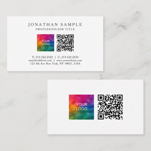 Professionele QR-code Upload uw eigen Logo naar Visitekaartje (Voorkant / Achterkant)
