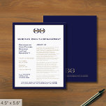 Professionele reclamebrochure met Logo Flyer<br><div class="desc">Een eenvoudige aangepaste marine blauw en goud business flyer sjabloon in een moderne minimalistische stijl die gemakkelijk kan worden bijgewerkt met uw bedrijf logo,  contactgegevens en aangepaste flyer tekst. Ideaal voor marketingproducten,  services,  promoties,  prijzen voor evenementen en meer. Perfect voor zakelijke professionals die hun merkaanwezigheid willen verbeteren.</div>