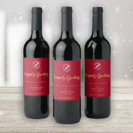 Professionele Red Gold Notaris Logo Naam Promotion Wijn Etiket