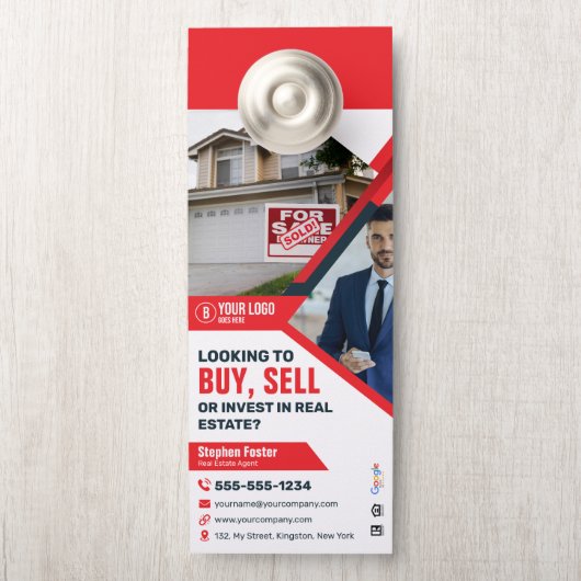 Professionele Red Real Estate Agent Kopen Verkopen Deurhanger (Op knop)