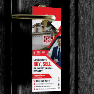 Professionele Red Real Estate Agent Kopen Verkopen Deurhanger