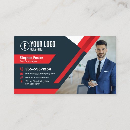 Professionele Red Real Estate Agent Kopen Verkopen Visitekaartje (Voorkant)