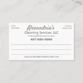 Professionele reiniging/joodse portionering visitekaartje (Achterkant)