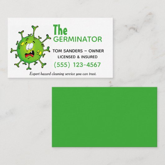 Professionele reiniging van biorisicomateriaal visitekaartje (Voorkant / Achterkant)