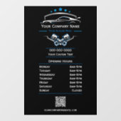 Professionele reparatie van auto's, kantooruren raamsticker (Vel)