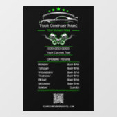 Professionele reparatie van auto's, kantooruren raamsticker (Vel)