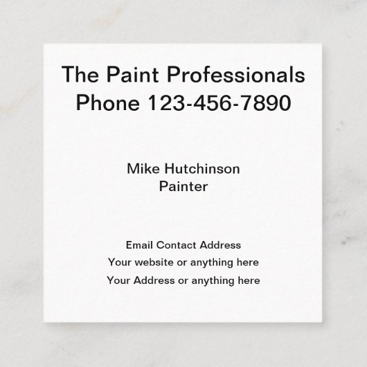 Professionele residentiële commerciële schilder vierkante visitekaartje (Achterkant)