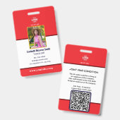 Professionele Rode Beveiligingsbadge: Foto & Bedri Badge (Voor- en achterkant)