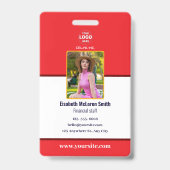 Professionele Rode Beveiligingsbadge: Foto & Bedri Badge (Voorkant)