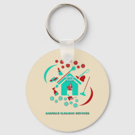 Professionele Rode & Blauwgroen schoonmaakdiensten Sleutelhanger