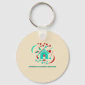 Professionele Rode & Blauwgroen schoonmaakdiensten Sleutelhanger (Achterkant)