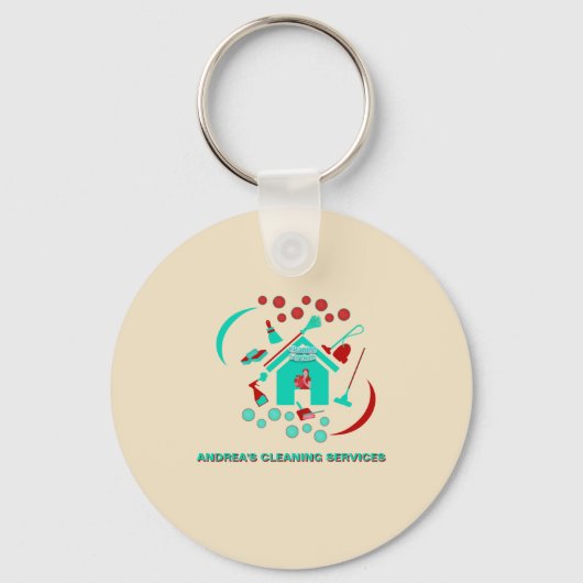 Professionele Rode & Blauwgroen schoonmaakdiensten Sleutelhanger (Achterkant)