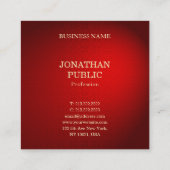 Professionele rode Damask gouden tekst Elegante Sj Vierkante Visitekaartje (Achterkant)