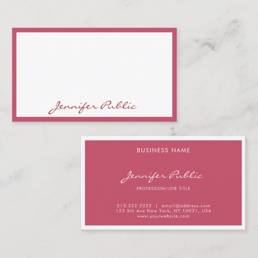 Professionele Rode Moderne Handgeschreven Naam Sja Visitekaartje (Voorkant / Achterkant)