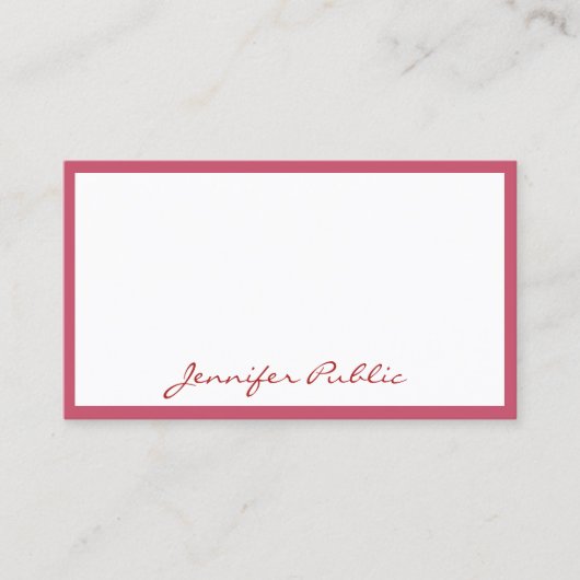 Professionele Rode Moderne Handgeschreven Naam Sja Visitekaartje (Voorkant)