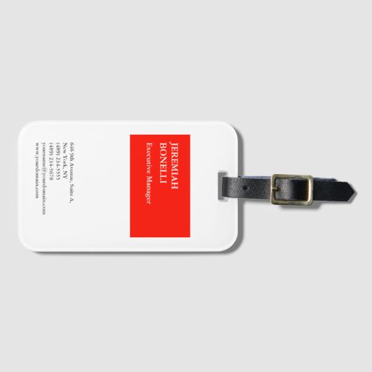 Professionele rode witte minimalistische moderne bagagelabel (Voorkant (horizontaal))