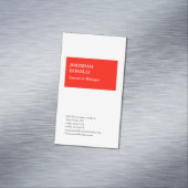 Professionele rode witte minimalistische moderne magnetisch visitekaartje (Voorbeeld)