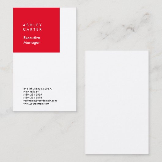 Professionele rode witte minimalistische moderne visitekaartje (Voorkant / Achterkant)