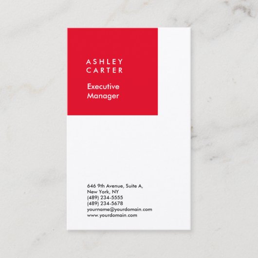 Professionele rode witte minimalistische moderne visitekaartje (Voorkant)