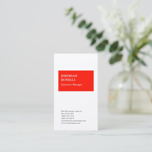 Professionele rode witte minimalistische zijde visitekaartje (Staand voorkant)