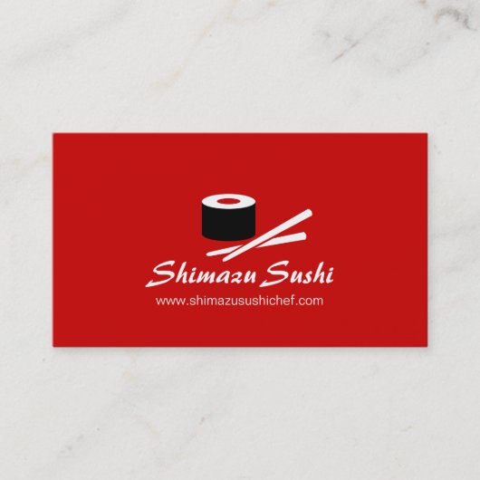Professionele rode witte sushi chef-visitekaartje visitekaartje (Voorkant)