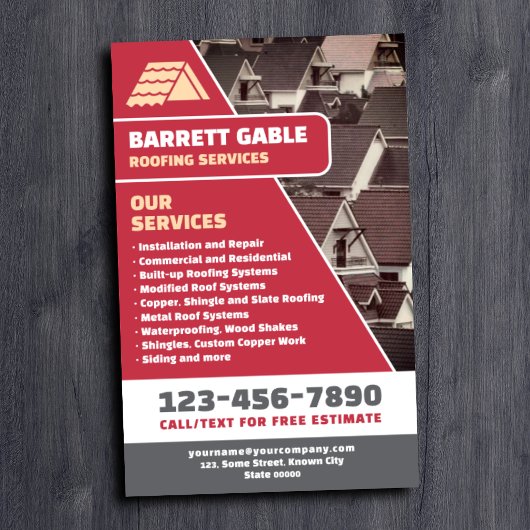 Professionele Rood Dakbedekking Diensten Flyer