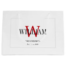 Professionele Rood & Wit Groomsmen Minimalist Groot Cadeauzakje