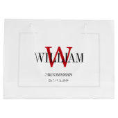 Professionele Rood & Wit Groomsmen Minimalist Groot Cadeauzakje (Achterkant)