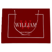 Professionele Rood & Wit Groomsmen Minimalist Groot Cadeauzakje (Voorkant)