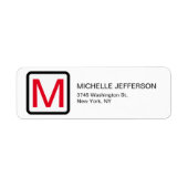 Professionele Rood Wit Monogram Moderne Vlakte Etiket (Voorkant)