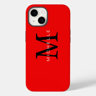 Professionele Rood Zwart Monogram Uw Naam iPhone 14 Hoesje