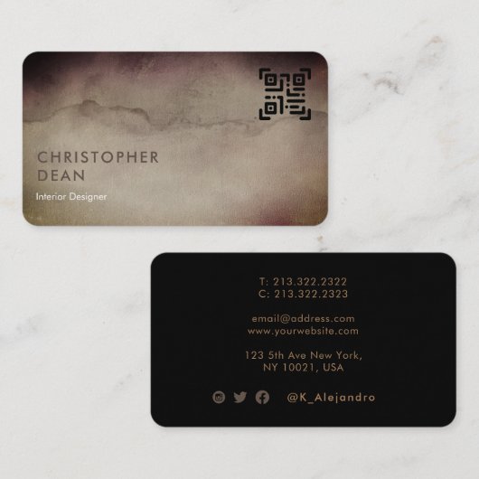 Professionele, roodbruine Abstracte QR-code Visitekaartje (Voorkant / Achterkant)