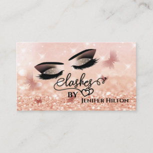 Professionele roos gouden bokeh vlinder make-up visitekaartje