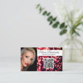 Professionele Rosy Red Bokeh - Aangepaste foto QR Visitekaartje (Staand voorkant)