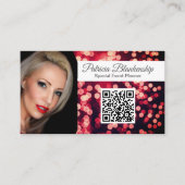 Professionele Rosy Red Bokeh - Aangepaste foto QR Visitekaartje (Voorkant)
