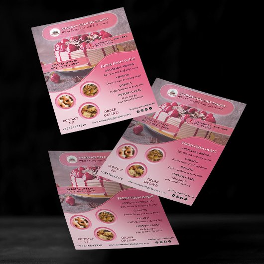 Professionele Roze Bakkerij Foto's toevoegen & Log Flyer