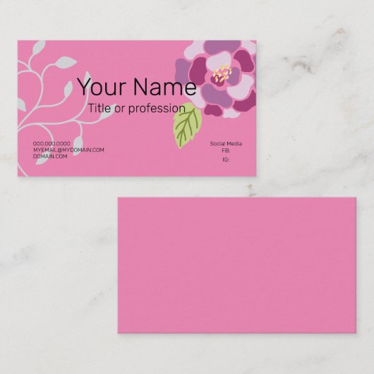 Professionele roze, blote vrouw visitekaartje (Voorkant / Achterkant)