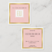 Professionele roze Blush en Gold Kaart Design Vierkante Visitekaartje (Voorkant / Achterkant)