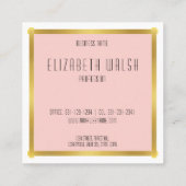 Professionele roze Blush en Gold Kaart Design Vierkante Visitekaartje (Achterkant)