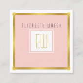 Professionele roze Blush en Gold Kaart Design Vierkante Visitekaartje (Voorkant)