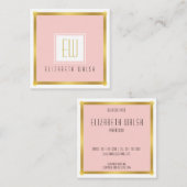 Professionele Roze Blush en Gouden Kaart Ontwerp Vierkante Visitekaartje (Voorkant / Achterkant)