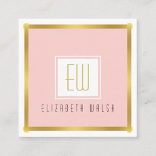 Professionele Roze Blush en Gouden Kaart Ontwerp Vierkante Visitekaartje