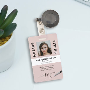 Professionele roze blush-notaris badge