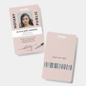 Professionele roze blush-notaris badge (Voor- en achterkant)